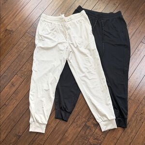 Black and Off White Jogger Pants Set